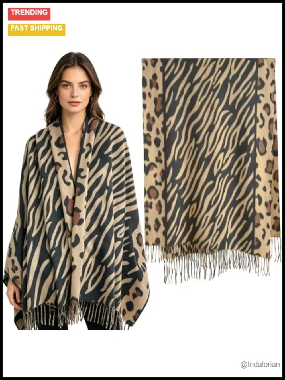 Large Soft Cashmere-Feel Fringe Scarf Shawl Wrap Winter Warm Blanket